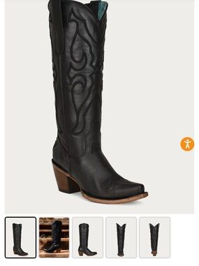 Corral Tall Black Snip Toe Boots